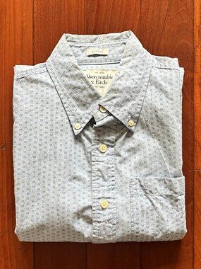 Abercrombie & Fitch Muscle Fit Gray Pattern Button Down Shirt M